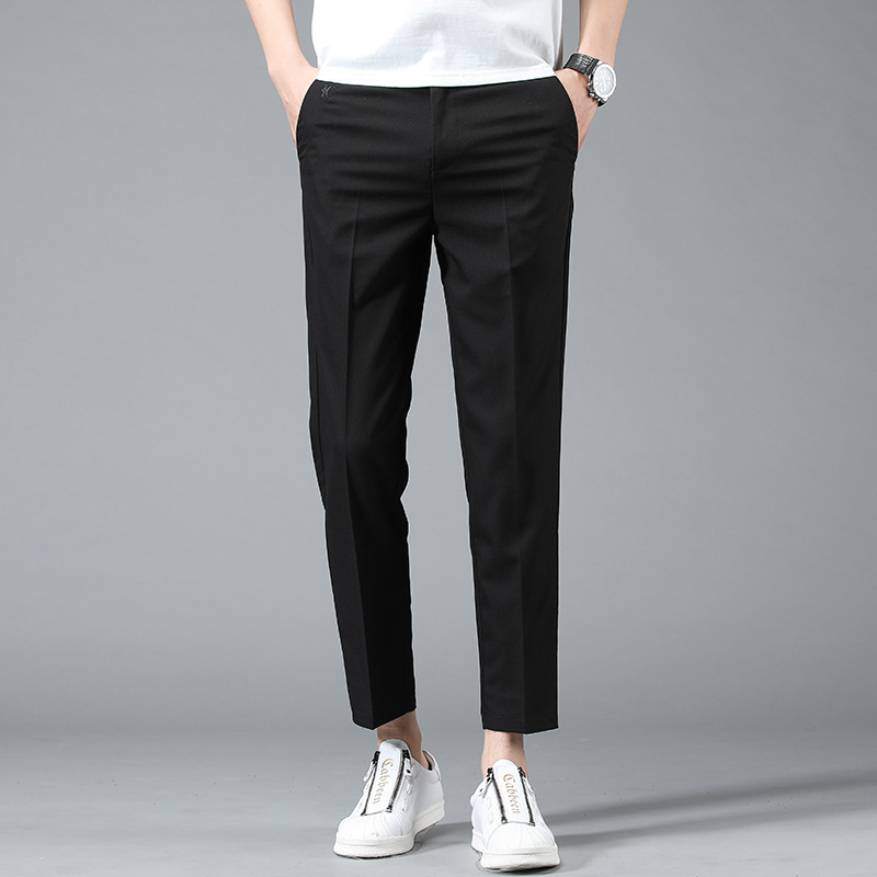 Men's Pants Ice Silk Men Thin Summer Ankle Casual Business Elastic Korean Style Slim Fit Daily Youth Teen Long Trousers 230705