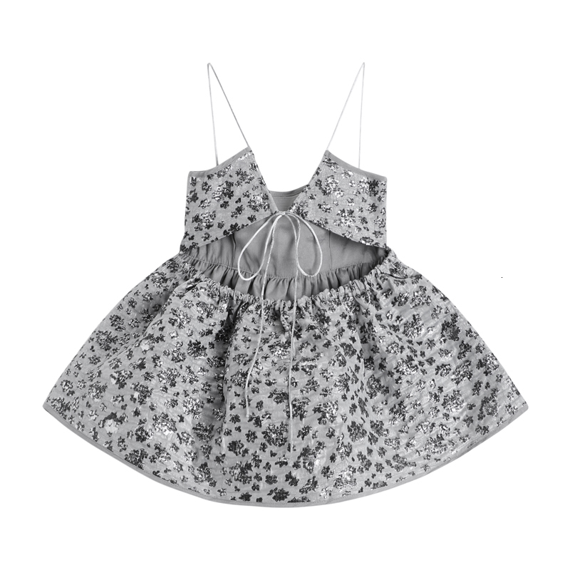 Women's Tanks Camis TROPICON Backless Ruched Cami Top Grey Open Back Spaghetti Strap Floral Summer Sexy Top Women Fashion Trendy Clothes 230705