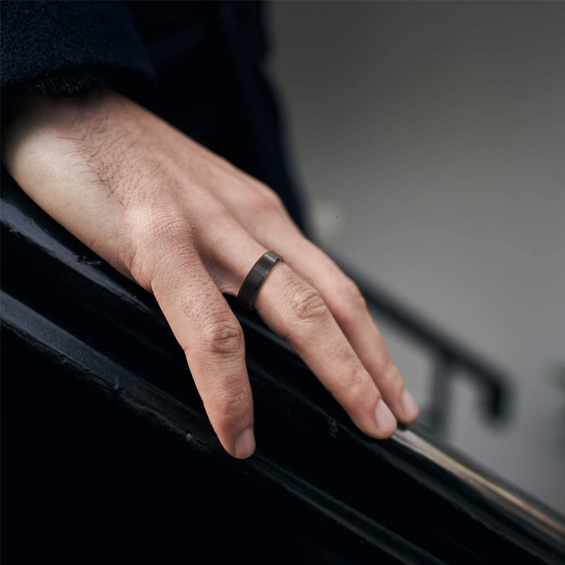 Wedding Rings TIGRADE 468mm Black Tungsten Carbide Ring Men Brushed Silver Color Wedding Band Women Engagement Rings For Male Jewelry 230706