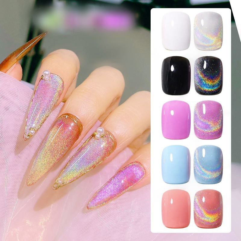 Nail Gel Cat Eye Magnetic Nail Gel Polish Rainbow Holographic Laser Sparkling DIY UV Nail Gel Soak Off Manicure Varnish Nail Tool 8ML 230706