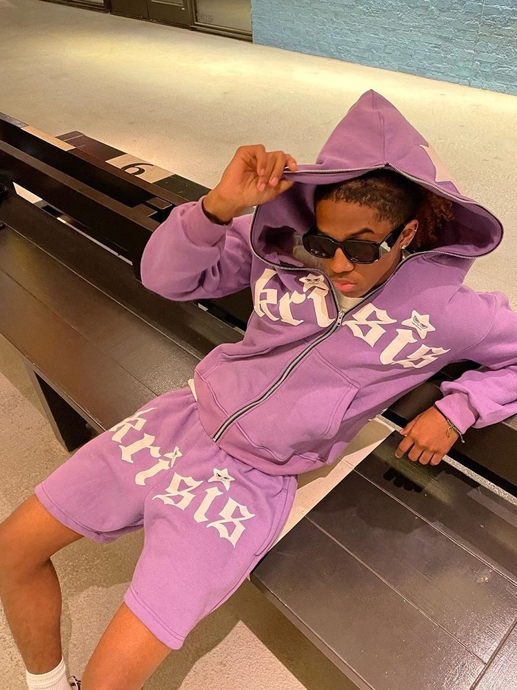 Mens Hoodies Sweatshirts Y2K Star Letter Print Hoodie Men Fashion Zip Up Long Sleeve Oversized Jacket Coat Harajuku Gothic Hooded Sweatshirt Teen Clot