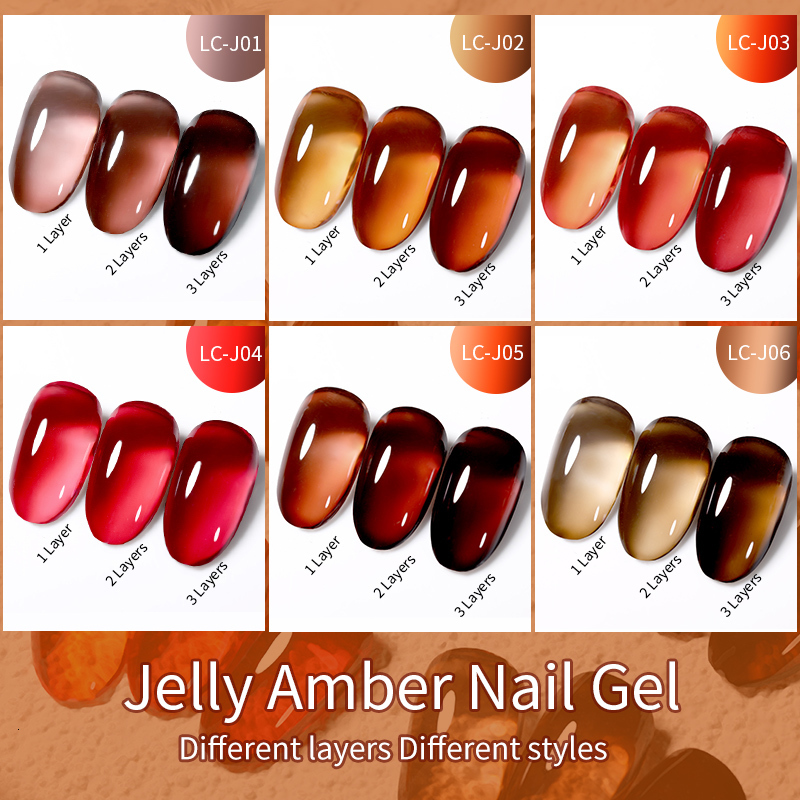 Nail Polish LILYCUTE 7ML Jelly Amber Gel Nail Polish Brown Crystal Translucent Dull Color Nail Art Gel Semi Permanent UV Gel Polish Varnish 230706
