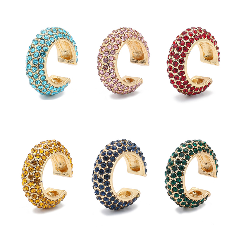 Ear Cuff Arrival Multicolor CZ Crystal Ear Cuff Stackable C Shaped Ear Clips No Pierced Cartilage Earring for Women Earcuffs 230706