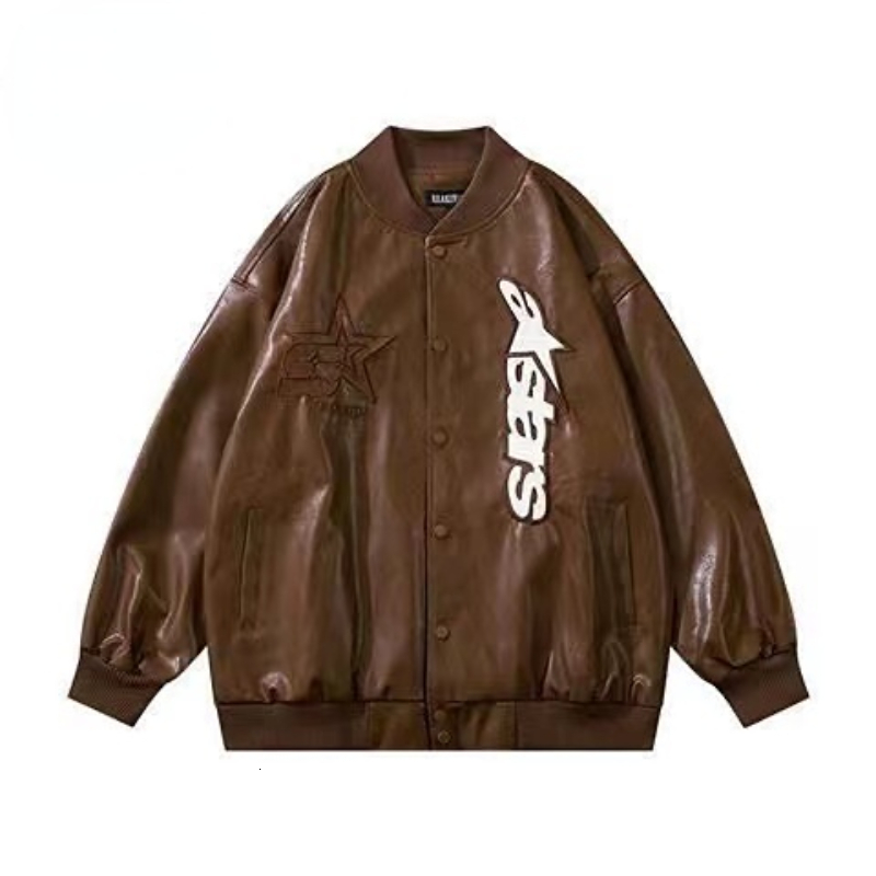 Womens Jackets autumn and winter American retro street leather jacket female Y2K couple hiphop loose casual wild baseball uniform jacket 230705