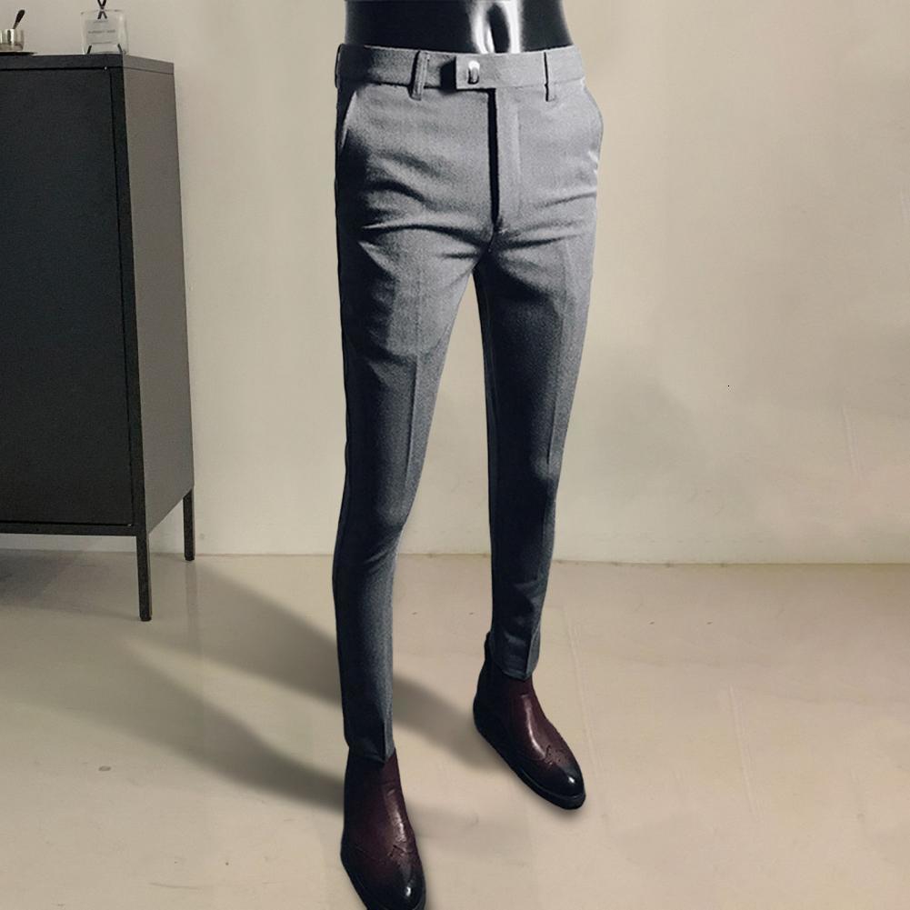 Men's Pants Men Business Straight Formal Cropped Korean Style Suit Zipper Fly Office Social Trousers Streetwear 230705