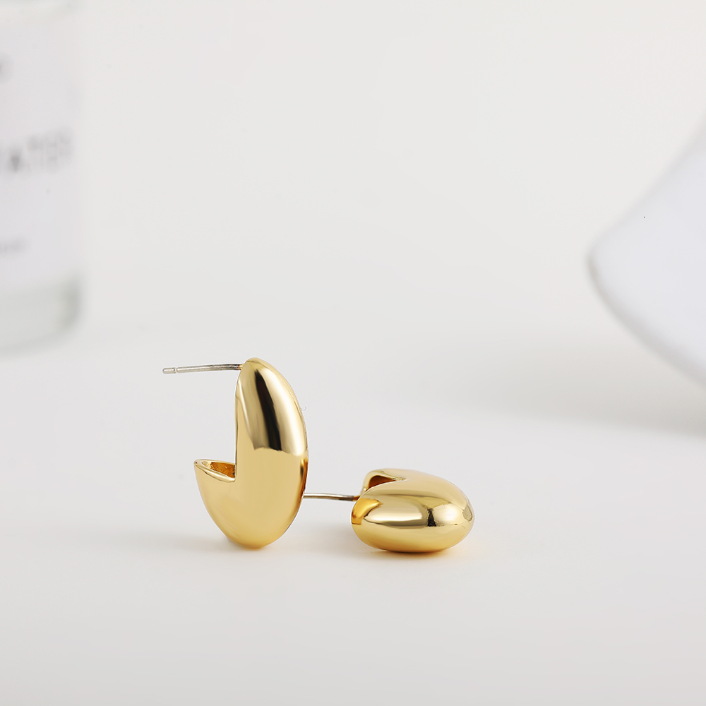 Ear Cuff Creative Beans Studs Metal Open Thick Hoops Chunky Earrings for Women Gold Plated Smooth Waterdrop Earrings Trendy Jewelry 230706