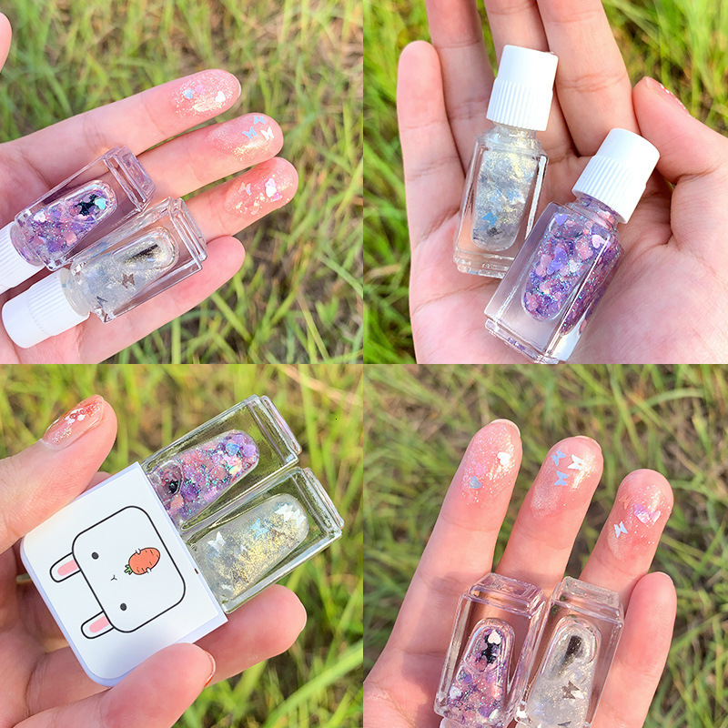 Nail Gel Manicure waterbased bright scrub can tear Gemini nail polish two bottles set twin nail polish combination glitter nal art tools 230706