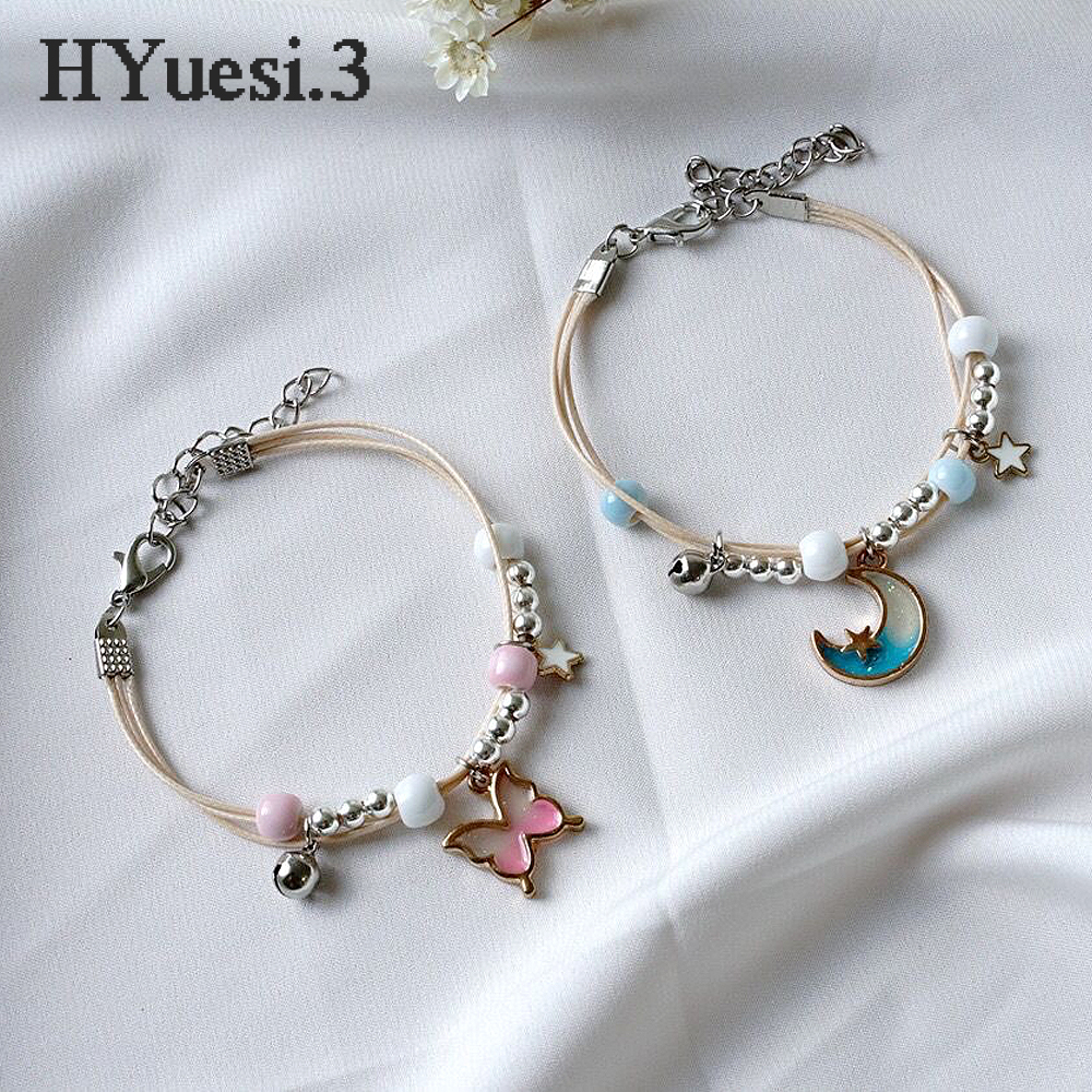 Chain Summer Metal Butterfly Beaded Bracelet Anklet Colorful Adjustable Woven Rope Bracelets For Women Girls Kids Birthday Party Gifts 230706