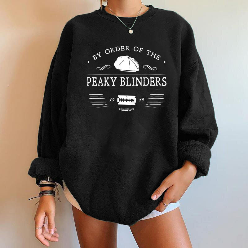 Womens Hoodies Sweatshirts Seeyoushy By Order of The y Blinders Letter Print Sweatshirt Women 0Neck Sweatshirt Femme Casual Dropshoulder Streetwear 23