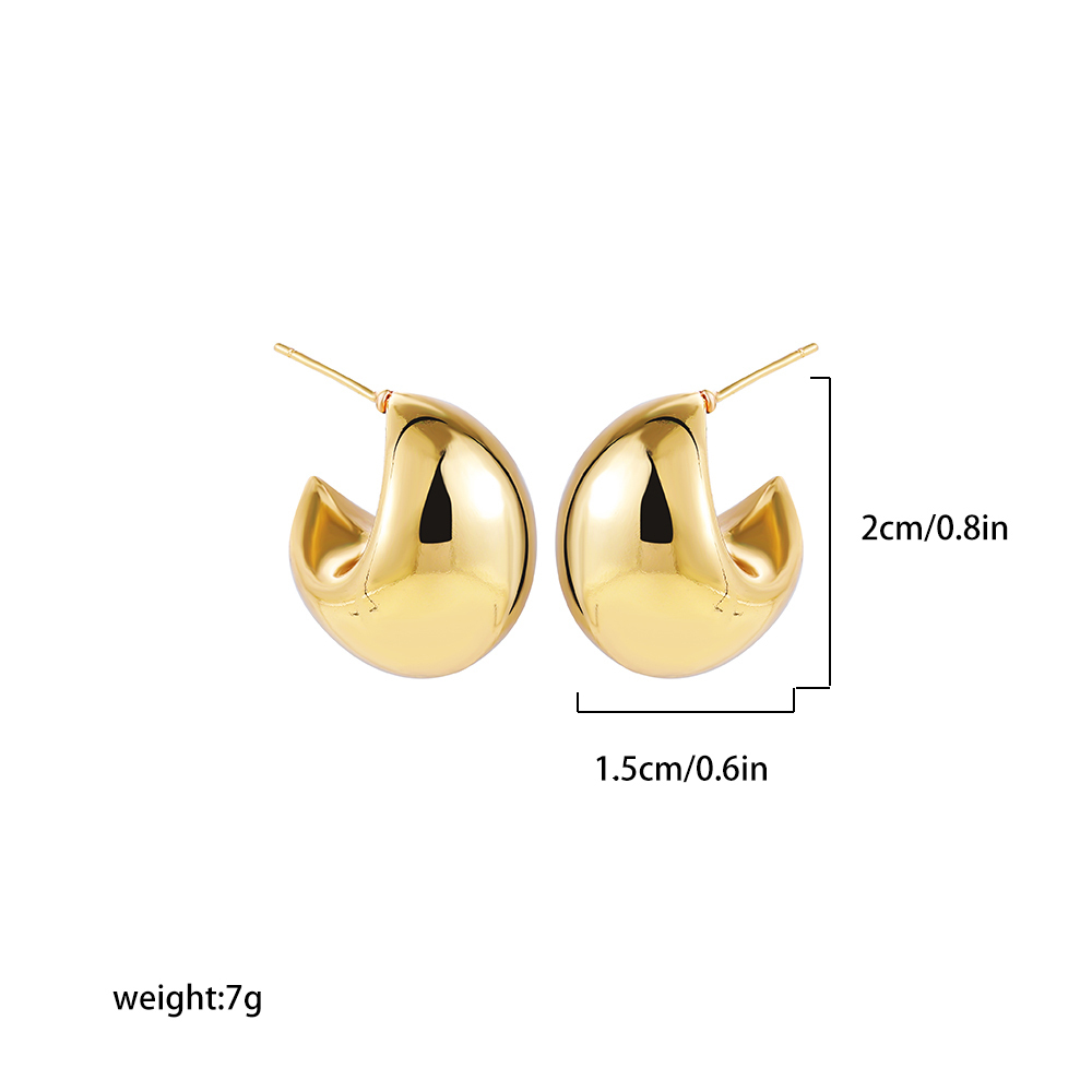 Stud Gold Color Round Chunky Earrings for Women Lightweight Smooth Metal Open Thick Hoops Fashion Trendy Jewelry 230706