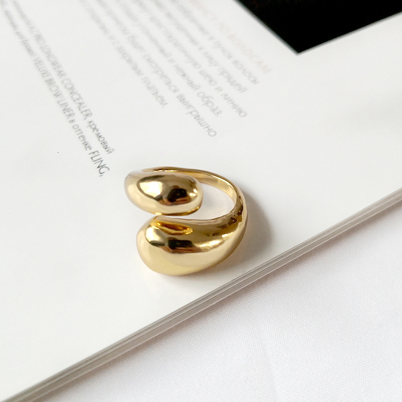 Band Rings Trendy Gold Color Smooth Metal Teardrop Rings for Women Creative Chunky Dome Open Ring Party Jewelry Gift 230706