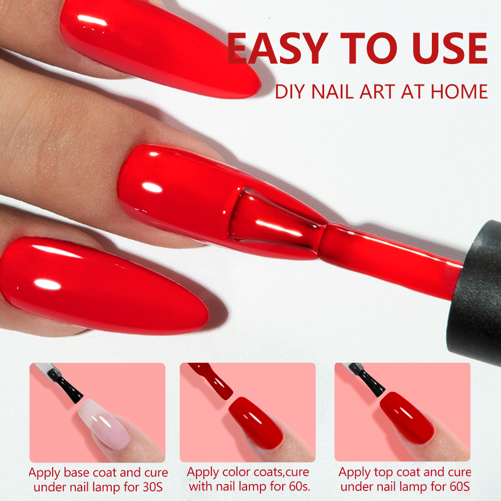 Nail Polish YOKEFELLOW 10ML Gel Nail Polish Sparkle Red Gel Polish Soak Off UV LED Gel Varnish 122 Colors Nail Art Manicure Gifts for Women 230706