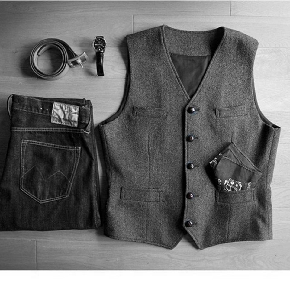 Men's Vests Maden Vintage Wool for Men Casual French Workwear Hunting Field Waistcoat Cords Outdoor Coats Clothing B05 230705