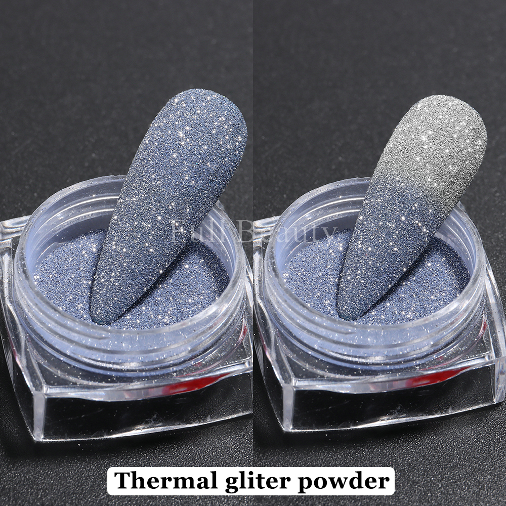 Nail Glitter 1Box Thermal Nail Dipping Powder Reflective Glitter Sparkle Silver Pigment Sugar Sand Coating Diamonds Manicure GLWBF 230705