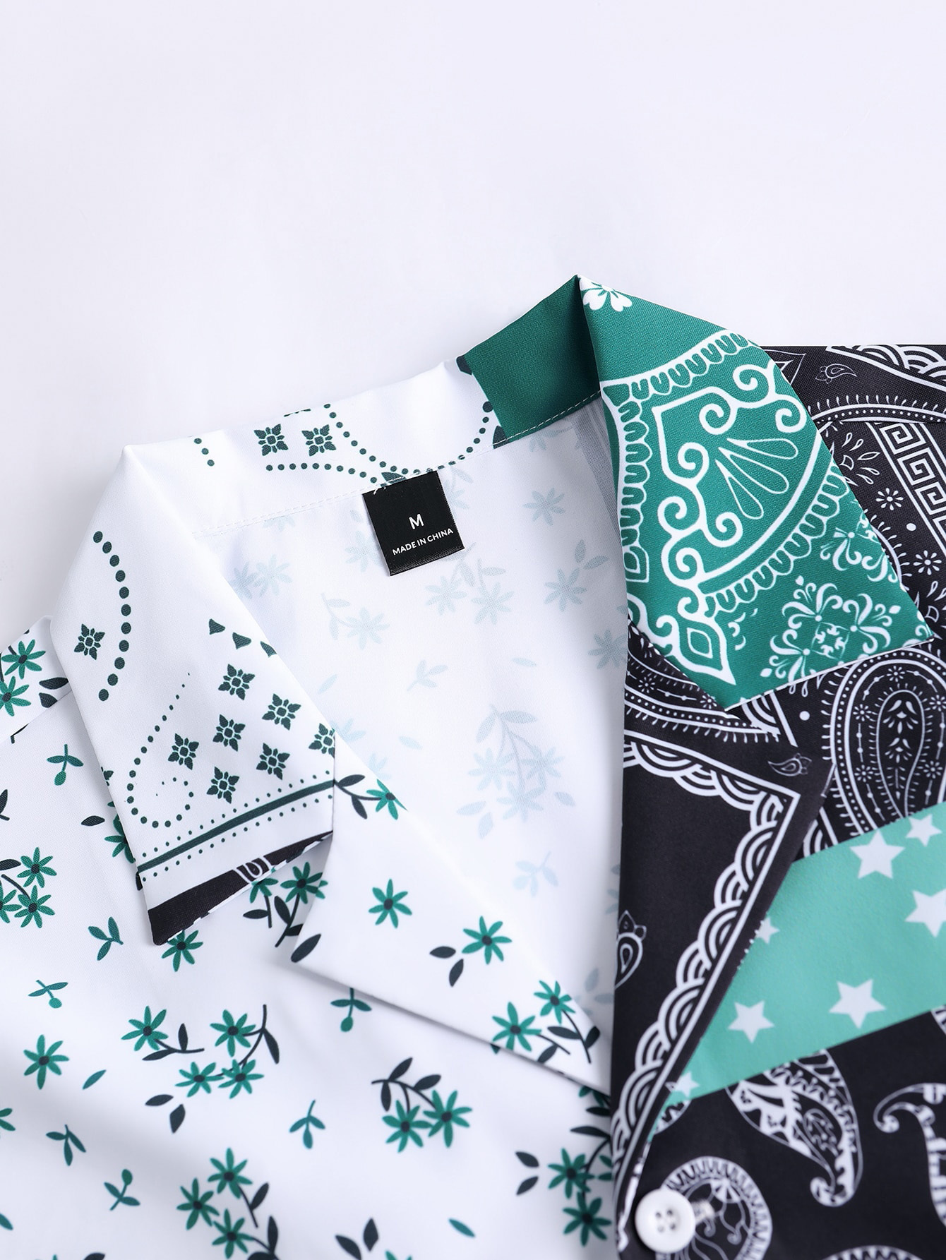 Men's Tracksuits random Paisley scarf printed shirt and no Tshirt brushed shorts 230705