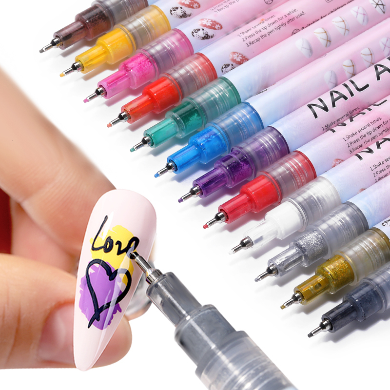 Nail Gel Nail Art Drawing Graffiti Pen Waterproof Painting Liner Brush DIY 3D Abstract Lines Fine Details Flower Pattern Manicure Tools 230706