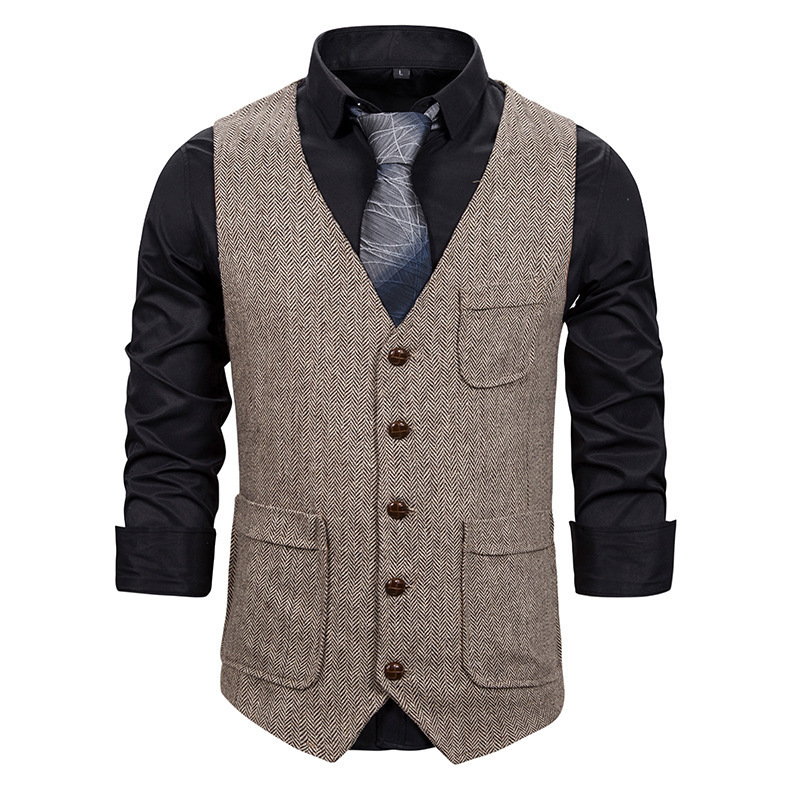 Men's Vests Autumn WinterMen Suit Gentlemen Business Sleeveless Waistcoat Vintage Formal Blazers Vest For Wedding Party 230705