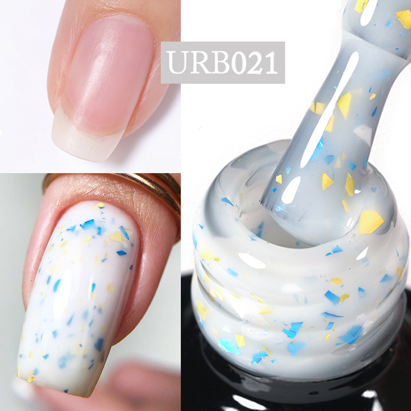 Nail Polish UR SUGAR 7ml Milky Jelly White Glitter Rubber Base Gel Polish Gold Blue Sequins Soak Off UV LED Selfleveling Varnish Manicure 230706