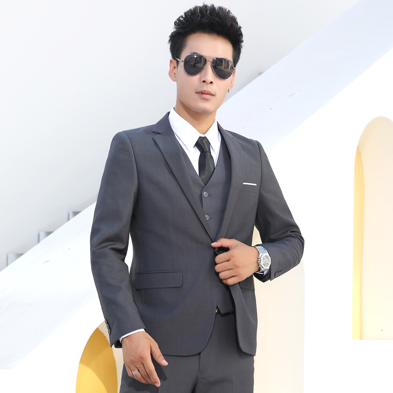 Men's Suits Blazers Shenrun Men Slim Business Formal Casual Classic Suit Wedding Groom Party Prom Single Breasted Color Black Gray Navy Blue 2307