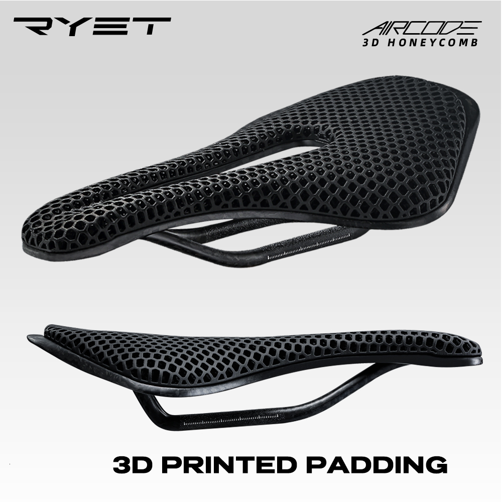 Image of Bike Saddles RYET 3D Printed Bicycle Saddle Carbon Fiber Ultralight Hollow Comfortable Breathable MTB Mountain Road bike Cycling Seat Parts 230706