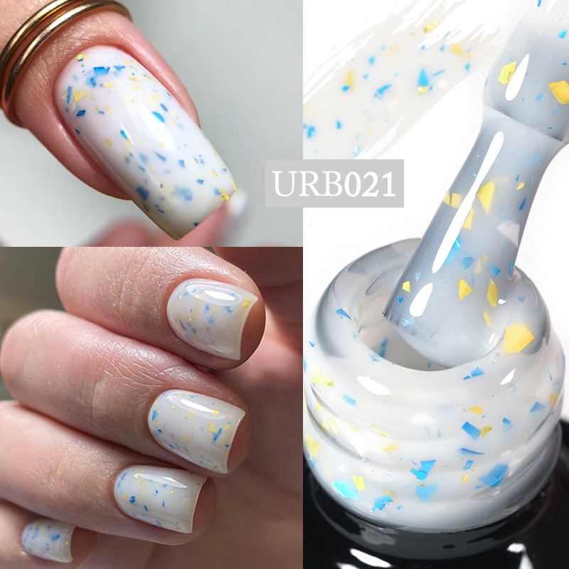 Nail Polish UR SUGAR 7ml Milky Jelly White Glitter Rubber Base Gel Polish Gold Blue Sequins Soak Off UV LED Selfleveling Varnish Manicure 230706