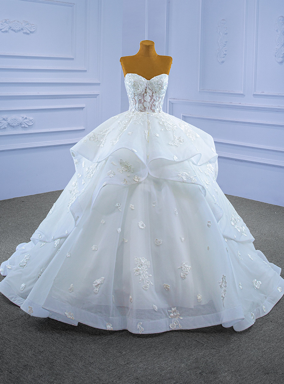 Sweetheart Appliques Princess Wedding Dresses Retro Boning Corset Lace-up Bridal Gown Ruffles Puffy Skirt Vestidos de novia