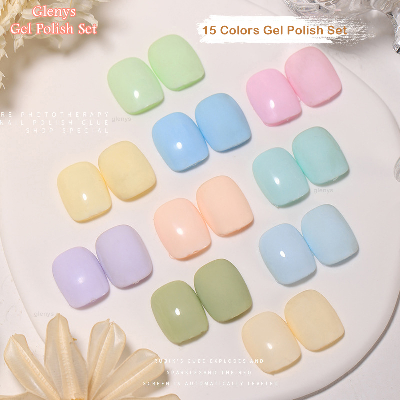 Nail Gel Glenys Macaron Polish 15PCS Candy Color Art Vernis Semi Permanent UV LED Immersion Salon Wholesale 230706