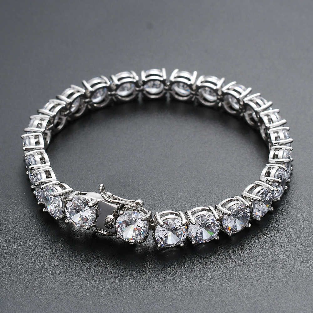 Gzw 8mm Width Tennis Chain Necklace And Bracelet Copper Chains Micro Inlaid Bling Bling Cubic Zircon Single Row Mens Cool Miamia Street Hip Hop Jewelr