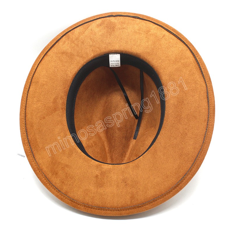 American Style Suede Felt Fedora Hat Vintage Wide Brim Western Cowboy Hat Winter Trilby Jazz Caps