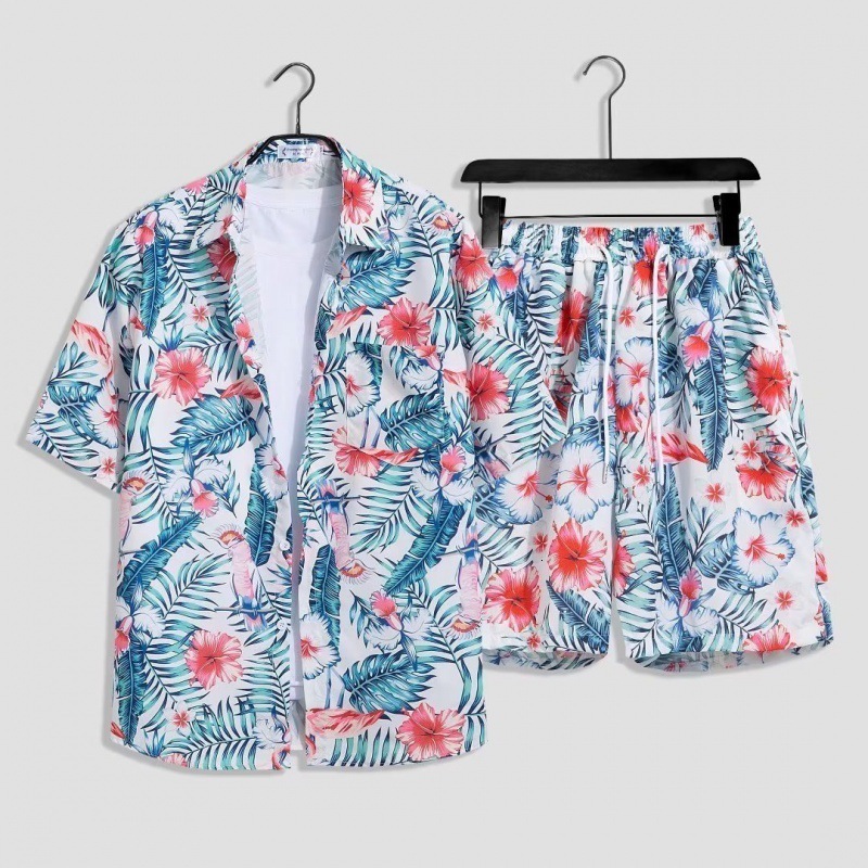 Men's Tracksuits men's short sleeved Aloha shirt and summer printed casual beach twopiece set 2023 fashionable clothes 230705