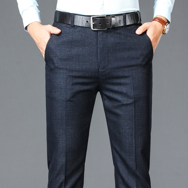 Men's Pants Business Casual Suit Men Solid High Waist Straight Office Formal Trousers Mens Classic Style Long Plus Size 230705
