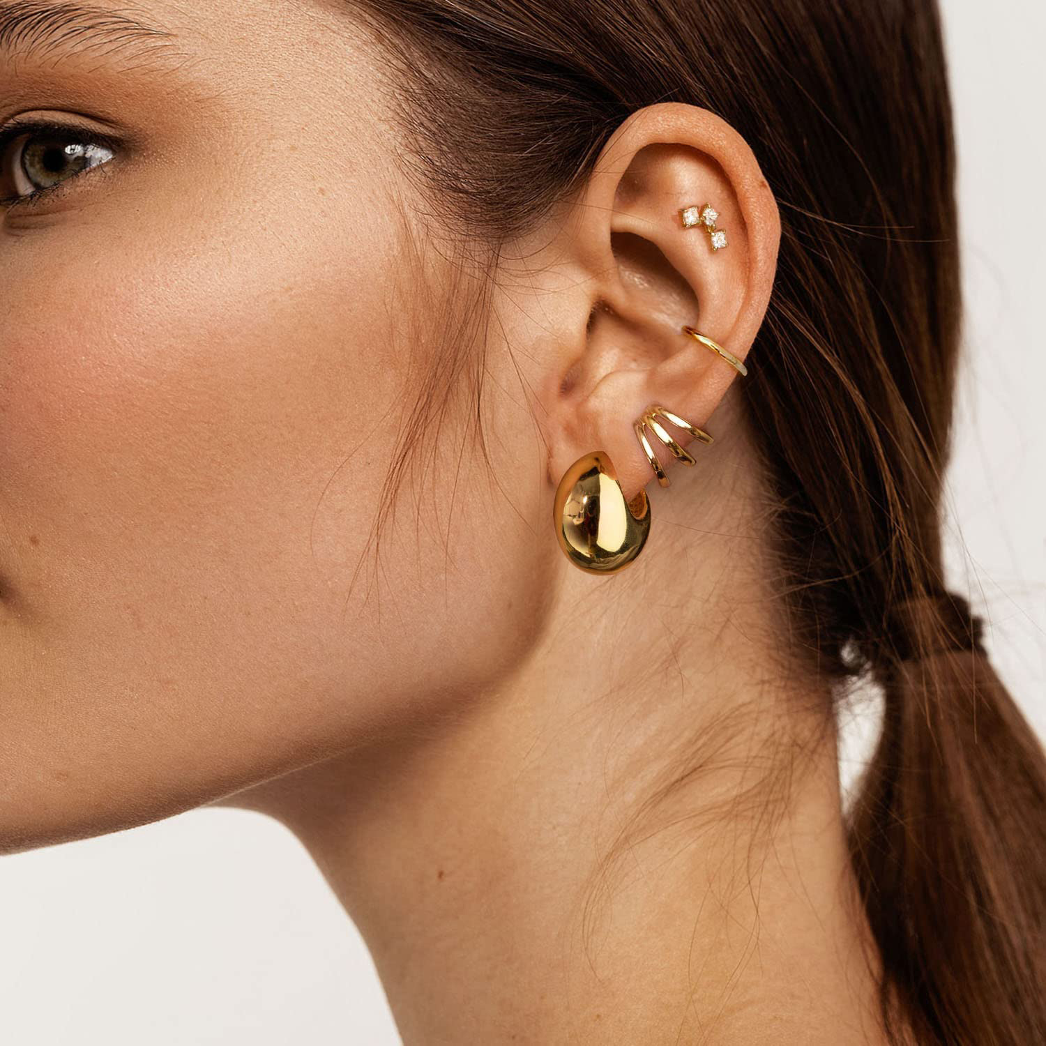 Ear Cuff Creative Beans Studs Metal Open Thick Hoops Chunky Earrings for Women Gold Plated Smooth Waterdrop Earrings Trendy Jewelry 230706