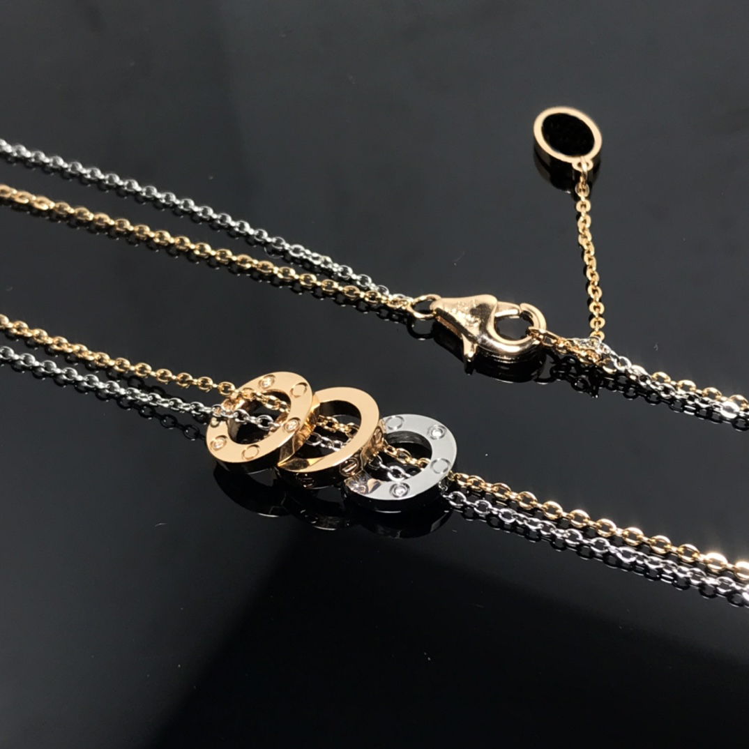 Fashion Necklaces LOVE necklace Designer Jewelry party Sterling Sier double rings diamond pendant Rose Gold necklaces for women long chain jewelry