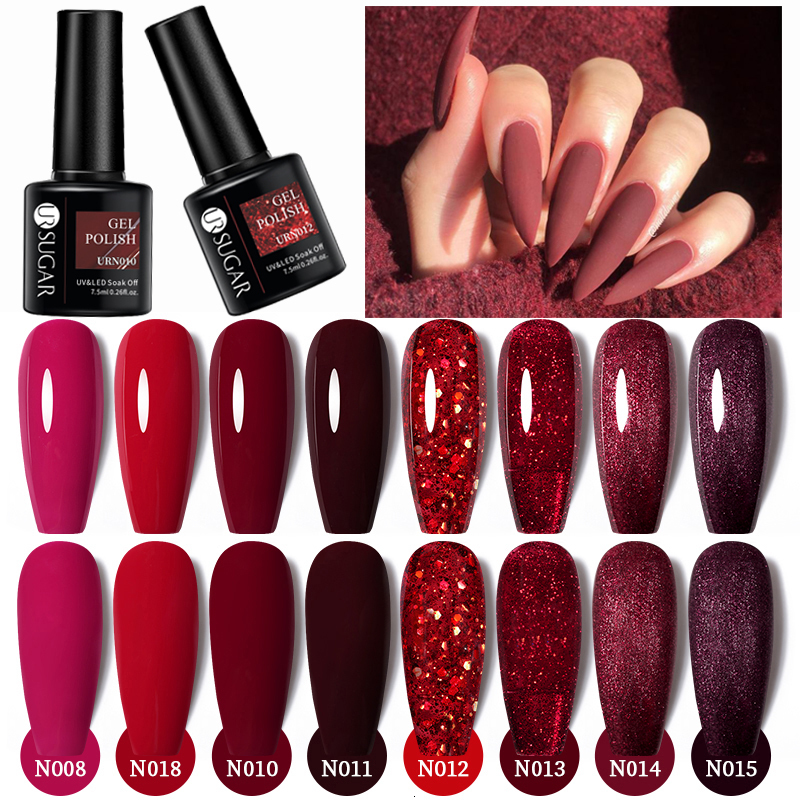Nail Polish UR SUGAR 75ml Autumn Red Series Nail Gel Polish Gel Paint Nail Art Semi Permanent Nail Art Manicure Soak Off LED UV Nail Gel 230706
