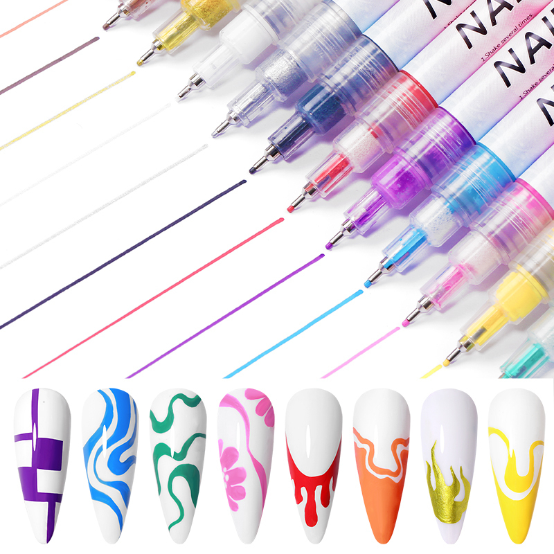 Nail Gel Nail Art Drawing Graffiti Pen Waterproof Painting Liner Brush DIY 3D Abstract Lines Fine Details Flower Pattern Manicure Tools 230706