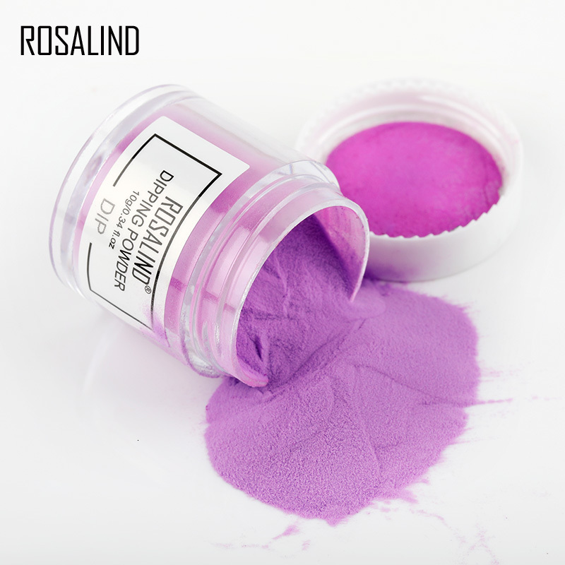 Nail Glitter ROSALIND Pure Color Flash Dipping Powder Kit Nail Dust Decorative Resin Pigment Nail Art Need Primer and Sealing Layer Set 10ml 230705