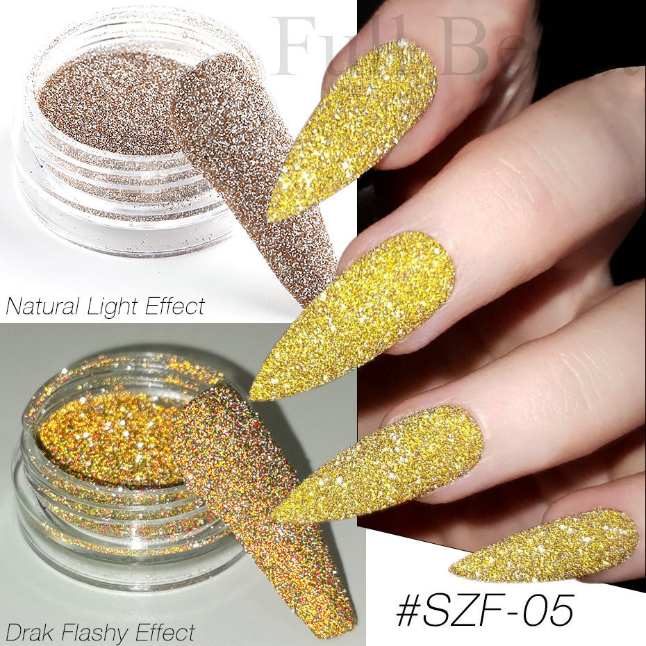 Nail Glitter 1BOX Reflective Glitter Nail Powder Flash Diamond Holographic Crystal Pigment Dip Chrome Powder For Nails DIY Dust Nail Supplies 230705