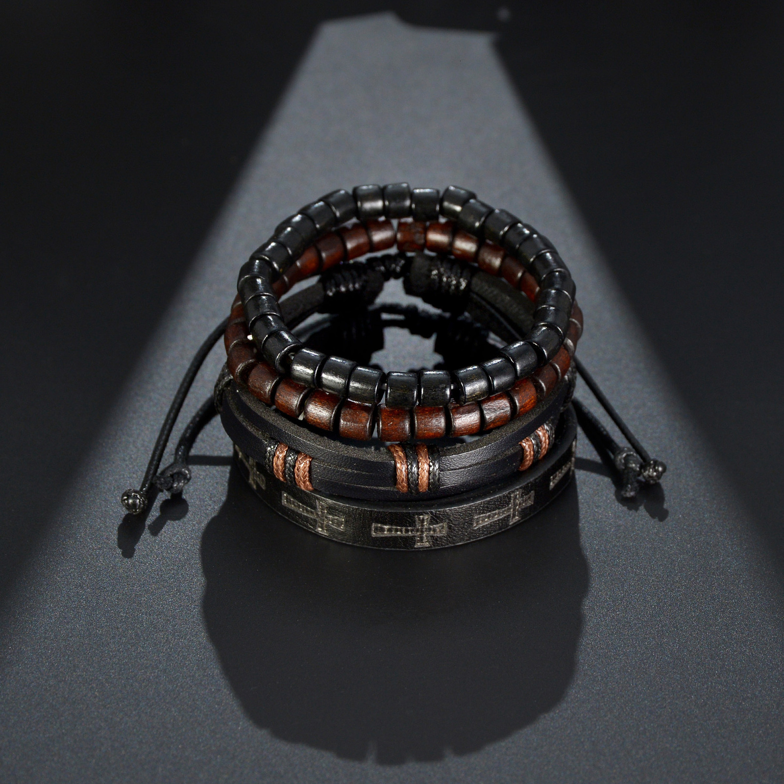 Chain MeMolissa 34Pcs Set Braided Wrap Leather Bracelet for Men Vintage Life Tree Guitar Wood Beads Fashion Male Bracelets Wristband 230706