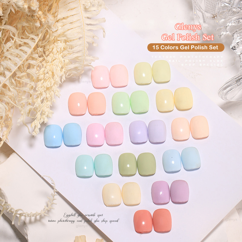 Nail Gel Glenys Macaron Polish 15PCS Candy Color Art Vernis Semi Permanent UV LED Immersion Salon Wholesale 230706