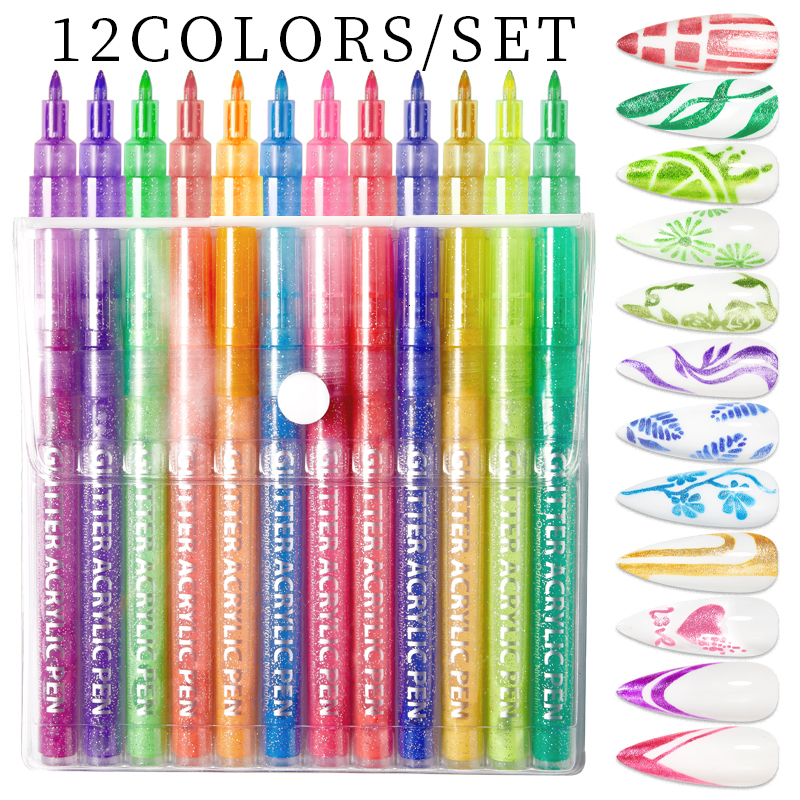 Nail Gel 1 Set Graffiti Nail Pen for 3D Nail Art DIY Metal Shining Nail Polish Pen Waterproof Nail Drawing Painting Brush Manicure Tools 230706
