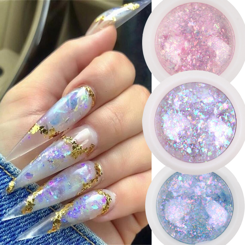 Nail Glitter Nail Powder Sequins Holographic Glitter Color Nail Acrylic Powder Chrome Powder Mermaid Aurora Sequins Mirror Nail Decorations 230705