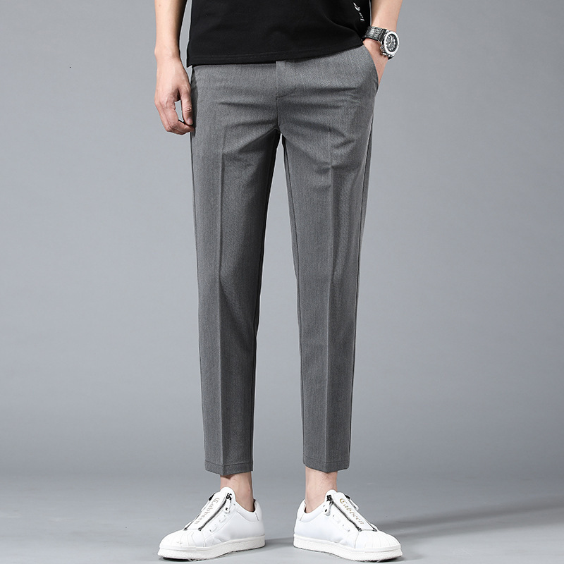 Men's Pants Ice Silk Men Thin Summer Ankle Casual Business Elastic Korean Style Slim Fit Daily Youth Teen Long Trousers 230705