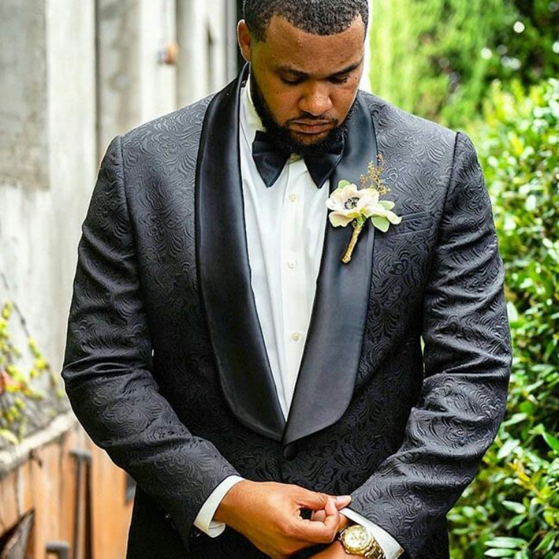 Men's Suits Blazers Floral Pattern Groom Tuxedo for Wedding Slim Fit Men with Satin Shawl Lapel Mariage Fashion Blazer 2 Piece Jacket Pant 230705