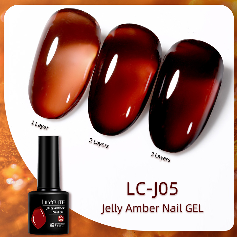 Nail Polish LILYCUTE 7ML Jelly Amber Gel Nail Polish Brown Crystal Translucent Dull Color Nail Art Gel Semi Permanent UV Gel Polish Varnish 230706