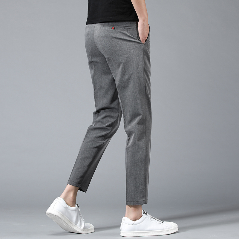 Men's Pants Ice Silk Men Thin Summer Ankle Casual Business Elastic Korean Style Slim Fit Daily Youth Teen Long Trousers 230705