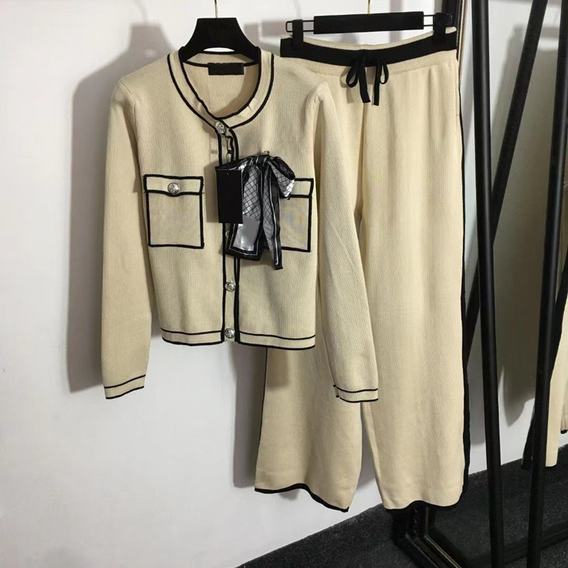 23ss Womens Tracksuits Designer Jacket Women Autumn Casual Long Sleeved Set Street Fashion Women's Pure Cotton Printed Clothing Pants Two piece s
