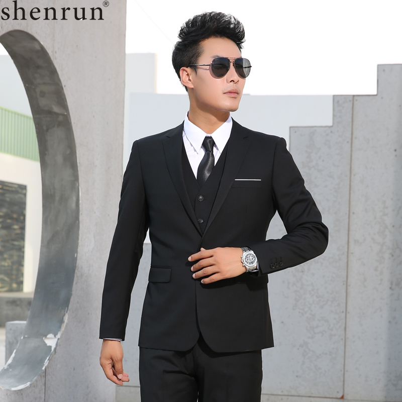 Men's Suits Blazers Shenrun Men Slim Business Formal Casual Classic Suit Wedding Groom Party Prom Single Breasted Color Black Gray Navy Blue 2307