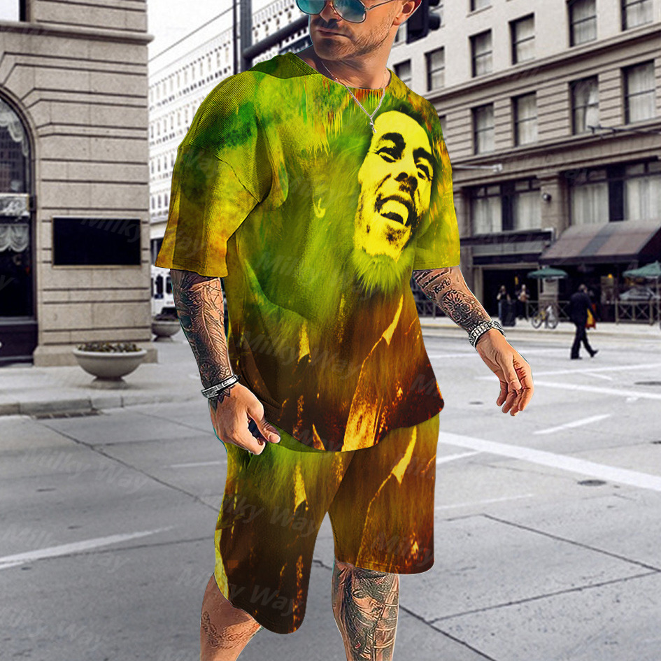 Men's Tracksuits 3D men's summer beach Tshirt suit Sportswear oversized clothing top street casual twopiece 230705