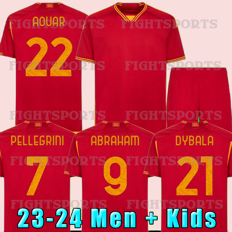 23 24 DYBALA romas Soccer jerseys maglia Pellegrini belotti CELIK Abraham 2023 2024 Football shirts MANCINI KUMBULLA men kids kit EL SHAARAWY Uniform, 23 24 home patch
23 24 DYBALA romas Soccer jerseys maglia Pellegrini belotti CELIK Abraham 2023 2024 Football shirts MANCINI KUMBULLA men kids kit EL SHAARAWY Uniform, 23 24 home patch