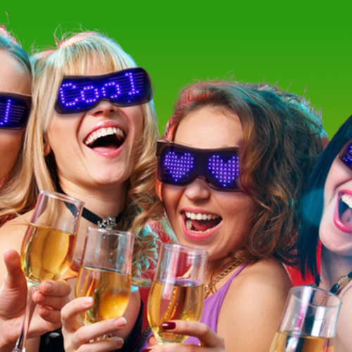 Bluetooth customizable LED Light Up glasses for Bar Dynamic Flashing carnival party music festival Halloween USB rechargeable